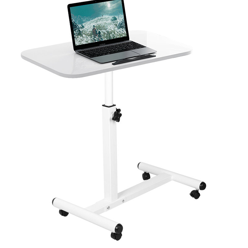 Table roulante pour ordinateur portable Table d'ordinateur portable avec table inclinable à hauteur réglable, Blanc