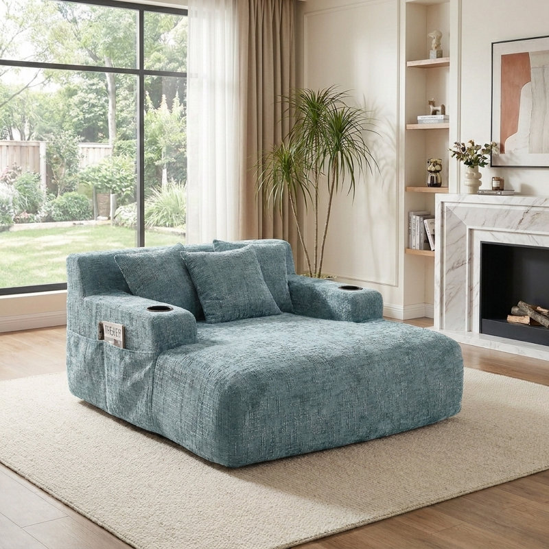Canapé-lit Chenille, Blue