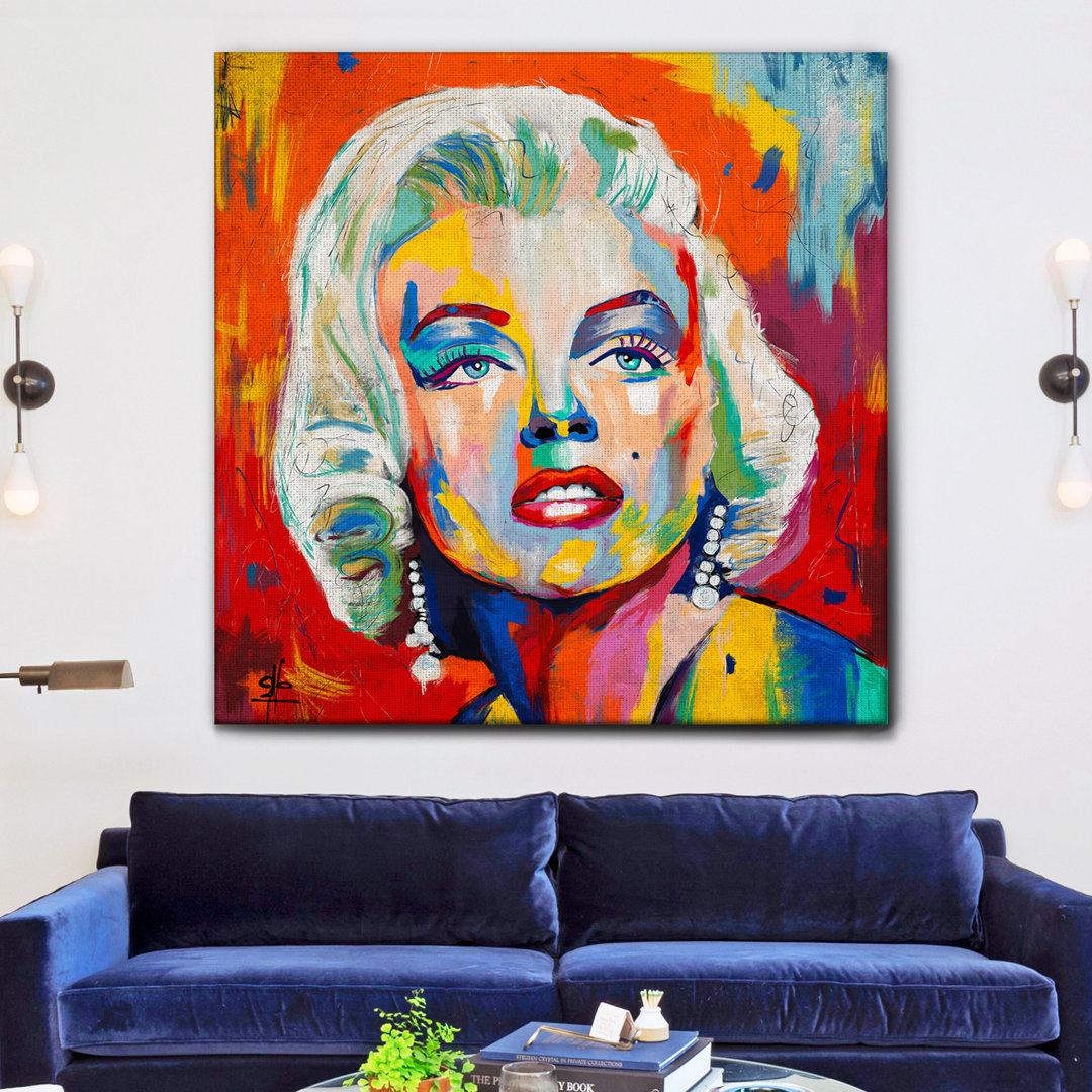 Mercer41 - Quadro - Marilyn 2 - Tela Canvas Telaio Premium Alto Spessore 5 Cm - 100X100 - Pronto Da Appendere - Quadri Moderni Per La Casa