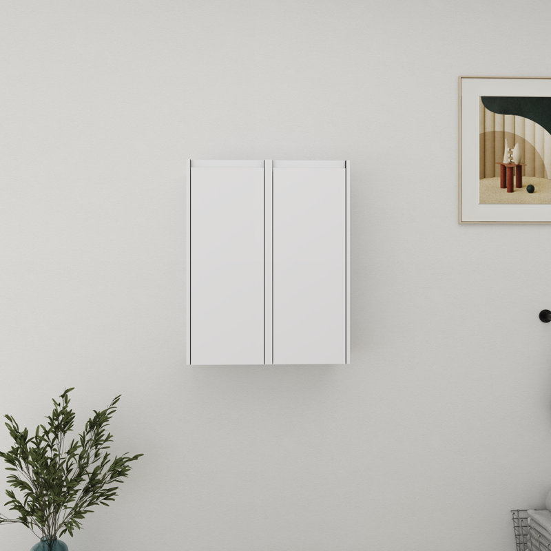 Rangement double pour salle de bain 24 po avec portes à fermeture douce, Blanc