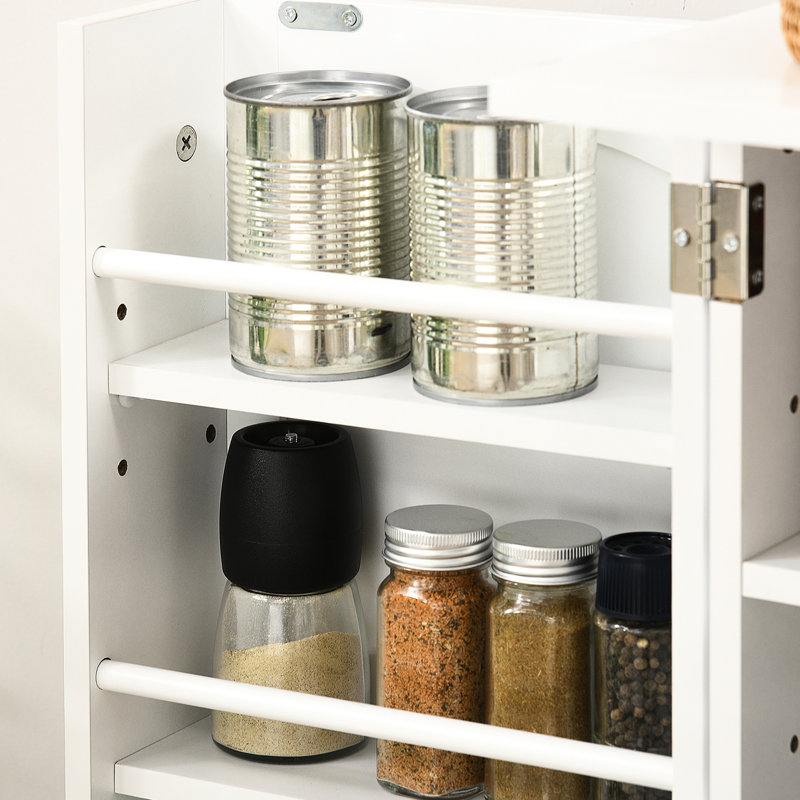 Armoire de rangement à 5 tablettes pour cuisine avec 12 épices - Rangez et gérez efficacement vos plats Livres de cuisine, casseroles, poêles, étagères blanches