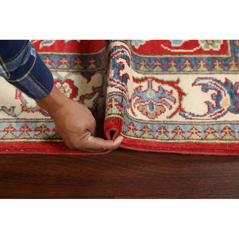 Tapis de couloir rouge en laine noué à la main de conception unique 2 pi 8 po x 9 pi 1 po New Age