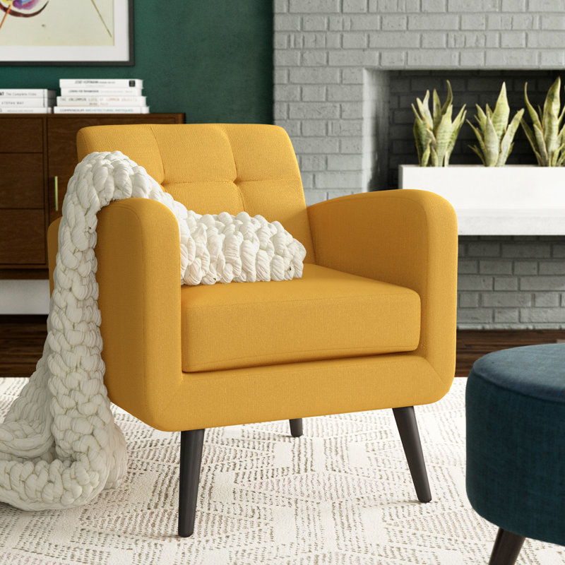 Fauteuil Speegle, Polyester jaune moutarde