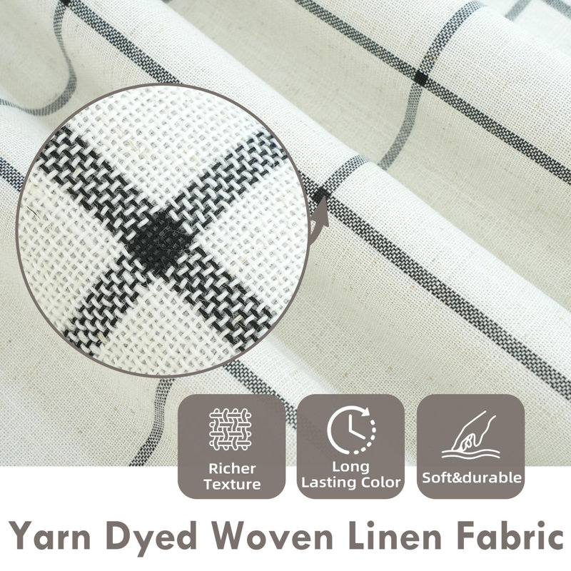 Windowpane WP Linen Blend Blackout Curtain Pair, 132cm Width x 213cm Drop, Black