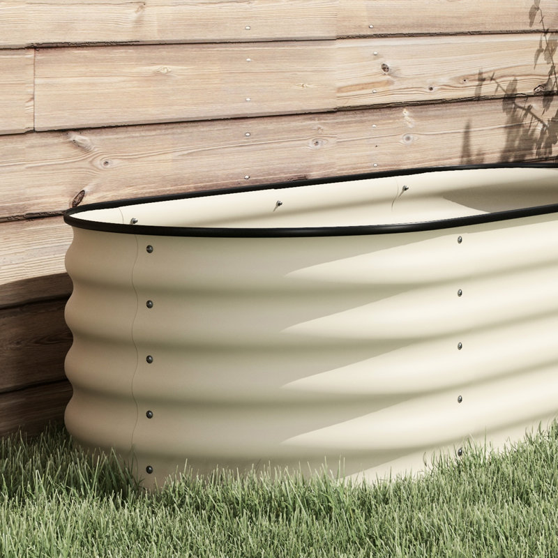 Galvanized Raised Garden Bin - 93" L X 22.5" W 16.5" H, Metal Elevated Planter With Edge For Flowers, Herbs & Veggies, Cream Bed, 7.9' 2' 1.4', Box Rim, Growing Cream, Easy-Assemble