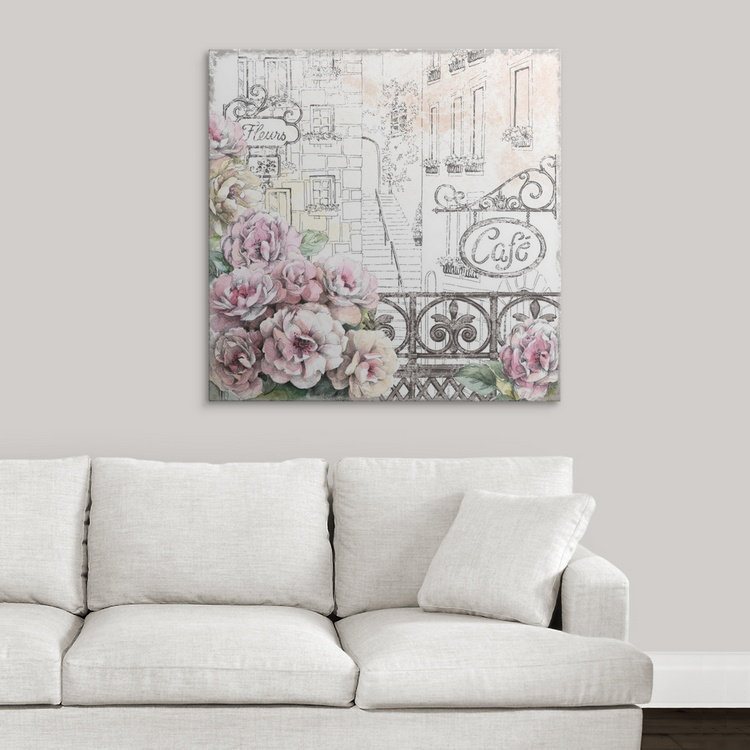 Roses de Paris «Paris Roses I», impression de Beth Grove, H 35 po x l 35 po x P 1,5 po, Toile