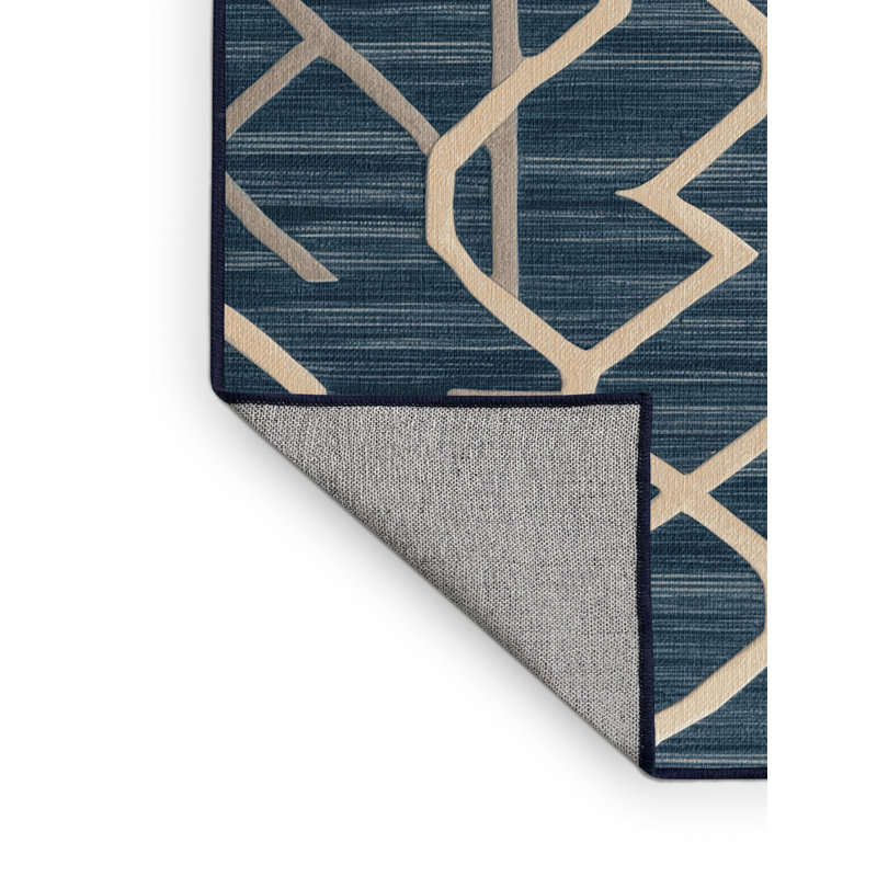 Tapis gris en treillis lavable à la machine, Carré 8 pi