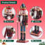 Figurines de Noël casse-noisette de Noël, ensemble de 2 très grand roi et soldat traditionnel en bois avec épée et lance, décorations de fêtes debout fabriquées à la main