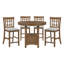 Ensemble de salle à manger brun à hauteur de comptoir 5 pièces Table ronde extensible ovale et chaises-945688558