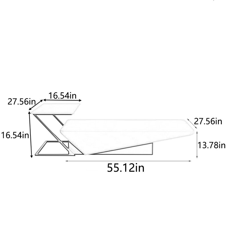 Rock board high sense creative tea table, 16.54" H x 71.65" L x 27.56" W, White