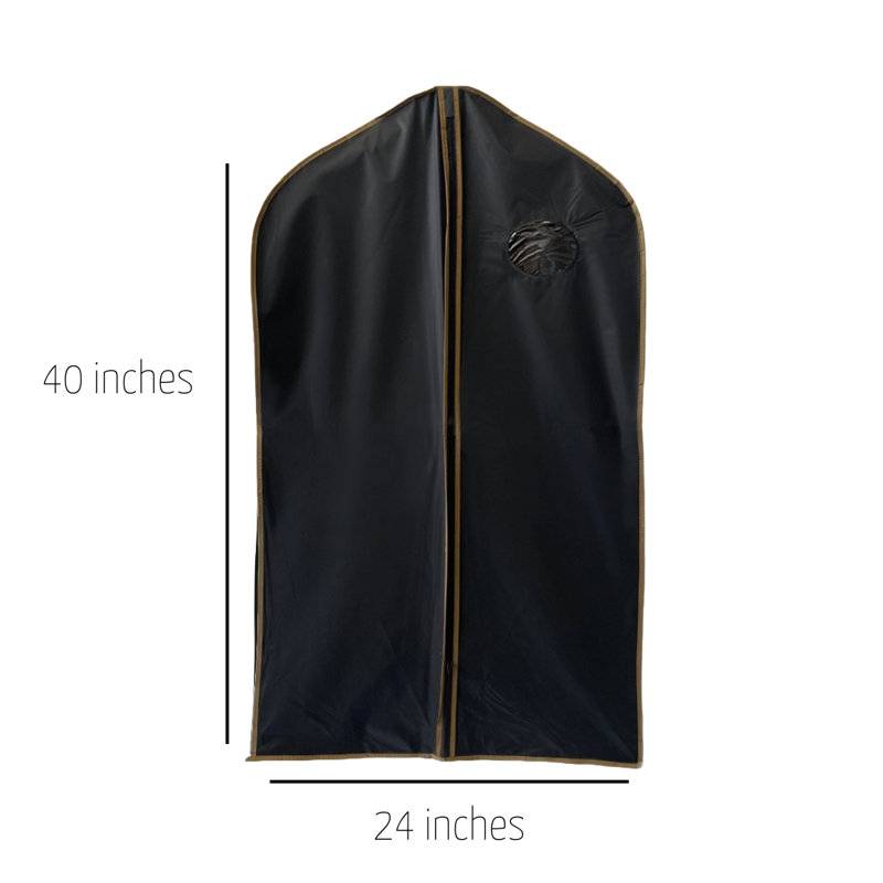 Dark Black Vinyl Zipper Garment Bag 40" H x 24" W