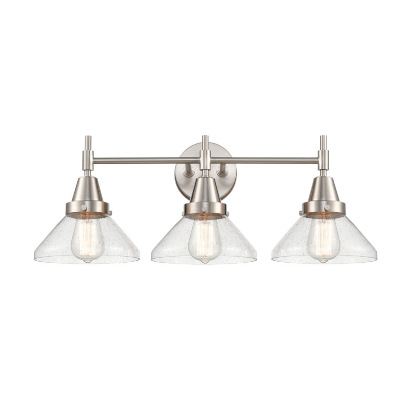 Gayle 3 - Light Dimmable Vanity Light, Satin Nickel, Seedy, 4 Watt Vintage LED Bulb