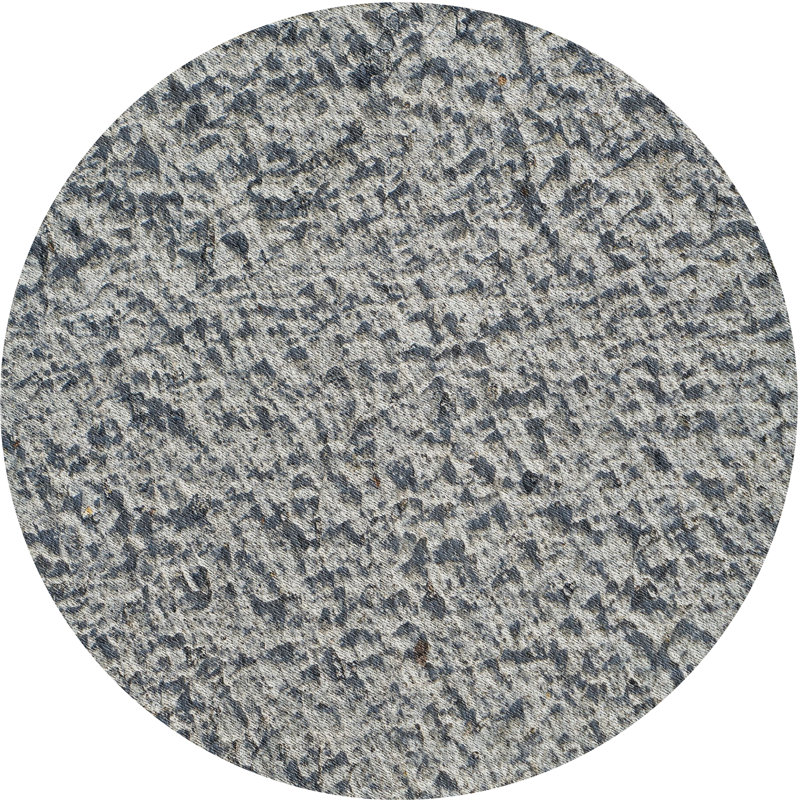 Laine tissée à la machine de couleur unie et Tapis décoratif gris polyester, Rond 5 pi