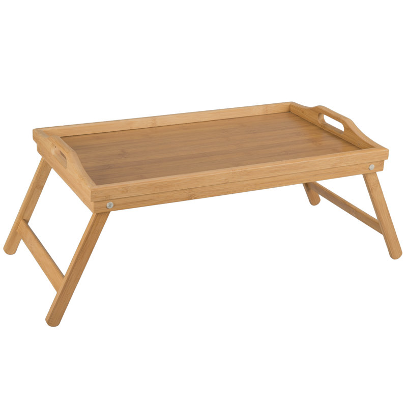 Natural Bamboo Folding Breakfast Tray with Black Finish