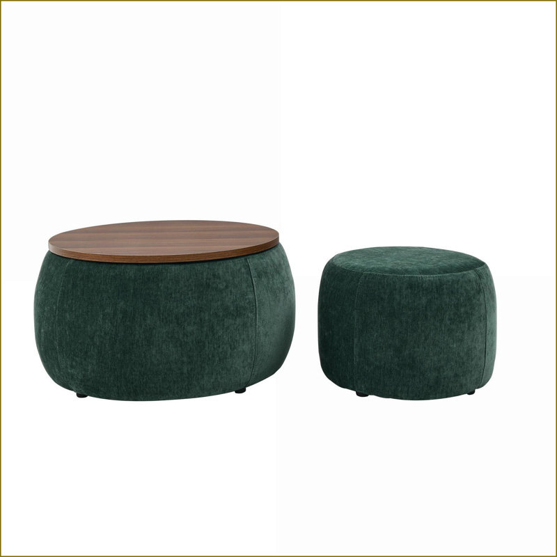Ottoman with Storage, 2-in-1 End Table &amp; Seat for Living Room/Bedroom, Sage Green 25\"x25\"x14.7\" | Green | Foam, Green