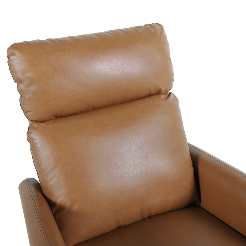 Fauteuil inclinable manuel pivotant en cuir végétalien de 26,4 po Phedra, Similicuir brun clair