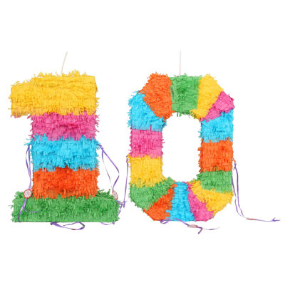 Fax Potato - Pinata Set with Stick & Blindfold - 10th Birthday / Anniversary - Rainbow