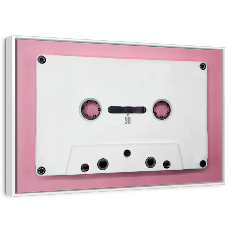 White Cassette Tape, 40" X 27", Floating Frame White