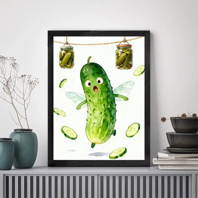 Black Framed Vintage Crispy cucumber surrounded by pickled cucumbers Wall Art Retro Style Framed Prints