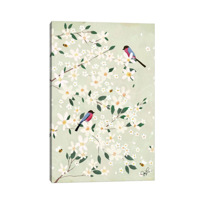 Apple Blossom Bullfinches by Joy Laforme - Painting on Canvas