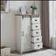 Commode 5 tiroirs avec porte de grange coulissante, commode haute de style campagne moderne à 5 tiroirs, commode de rangement pour chambre à coucher, couloir, salon, chambre d'enfant BLANC