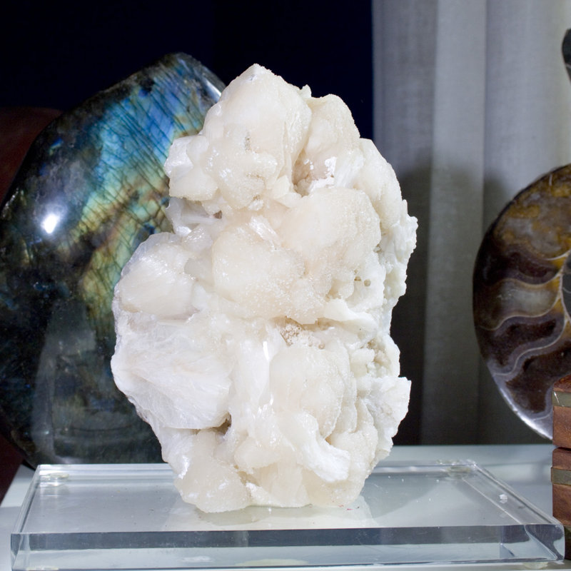Huge Stilbite Crystal Cluster. Acrylic Mounted.
