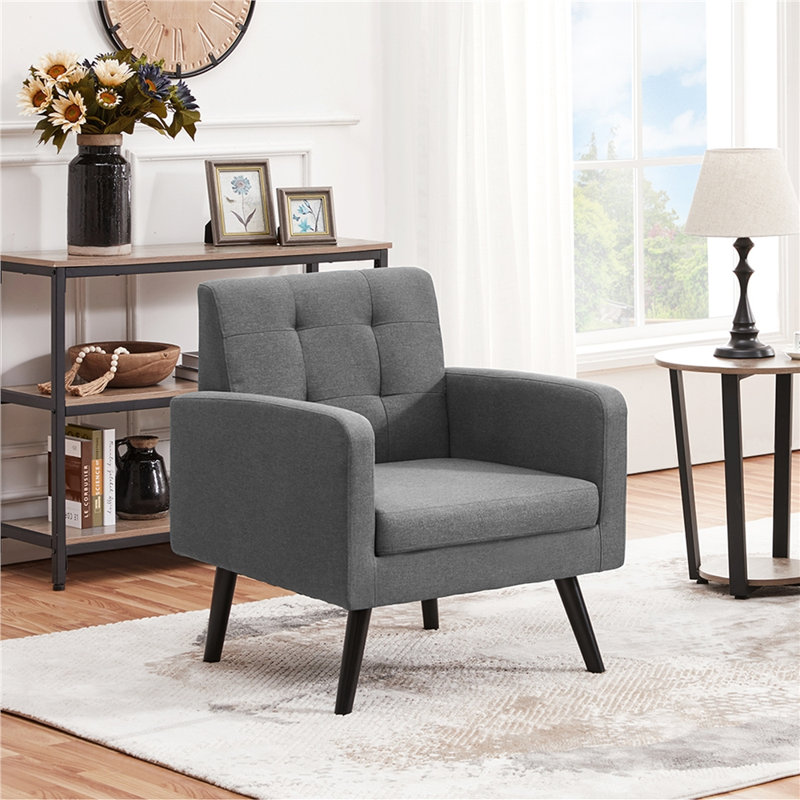 Chaise avec accoudoirs Brandalyn, Mélange de polyester gris foncé