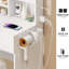 Armoire à miroir pleine grandeur + coiffeuse à miroir rond à DEL + tabouret rembourré, avec 2 centrales électriques + 2 centrales USB, miroir à DEL de 17 po de diamètre, commande tactile, 3 couleurs, luminosité réglable, grand bureau, coiffeuse d-994040