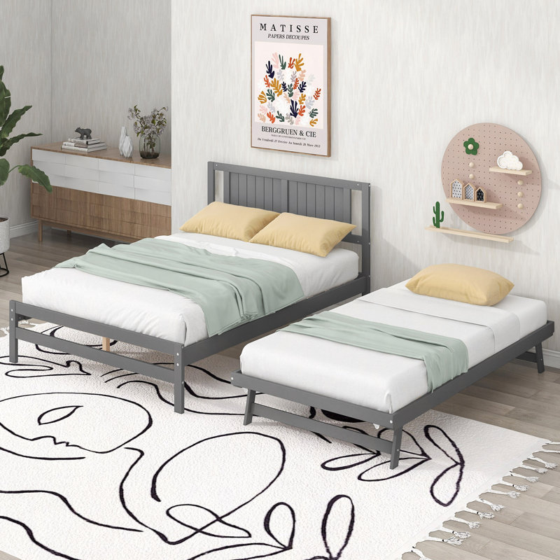 Platform Bed With Adjustable Trundle