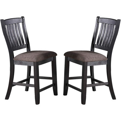 Ensemble de salle à manger de cuisine en bois foncé foncé avec 2 chaises hautes rembourrées en tissu