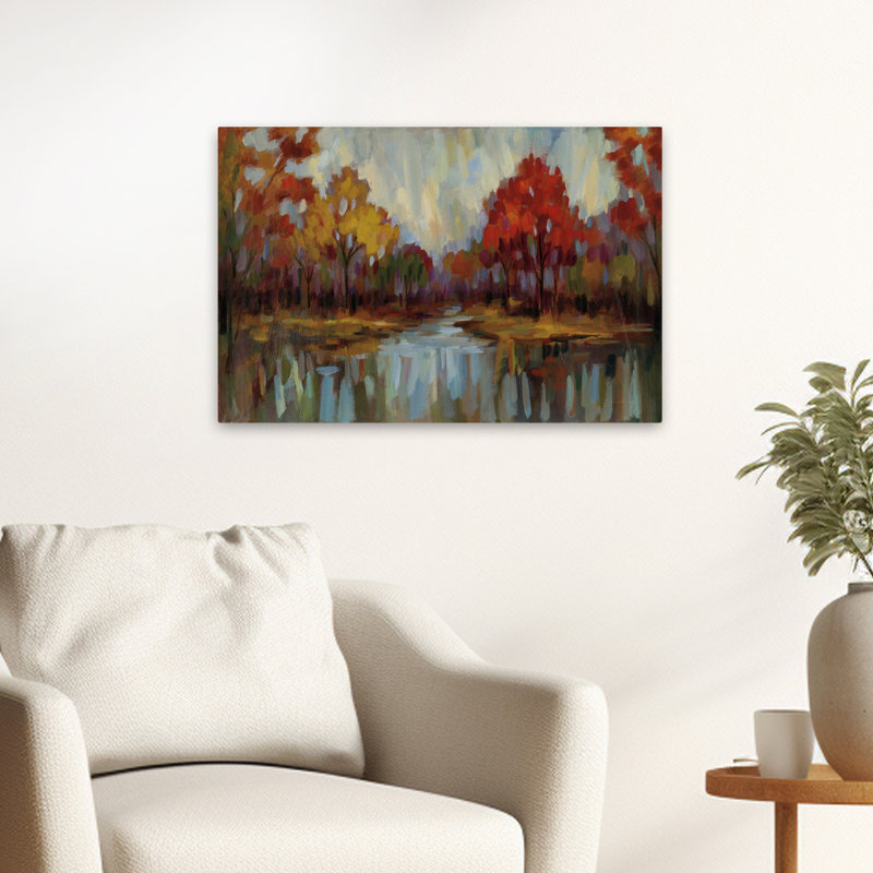Aquarelle d'automne - Feuillage d'automne bleu, H 24 po x l 16 po