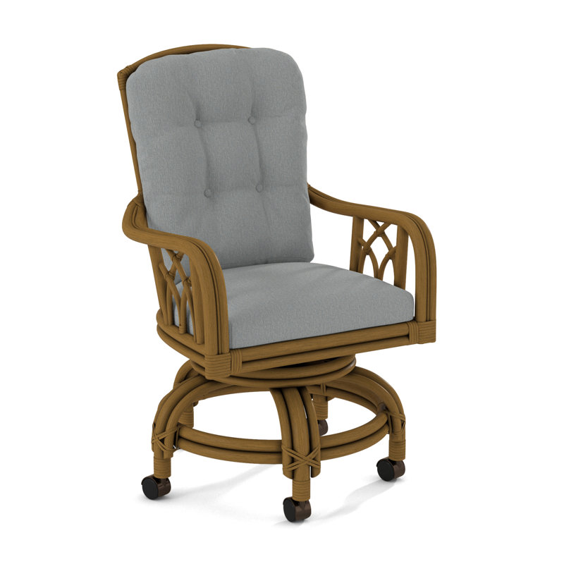 Edgewater Castered Arm Chair, Black, Light Blue Performance Fabric; 0851-55