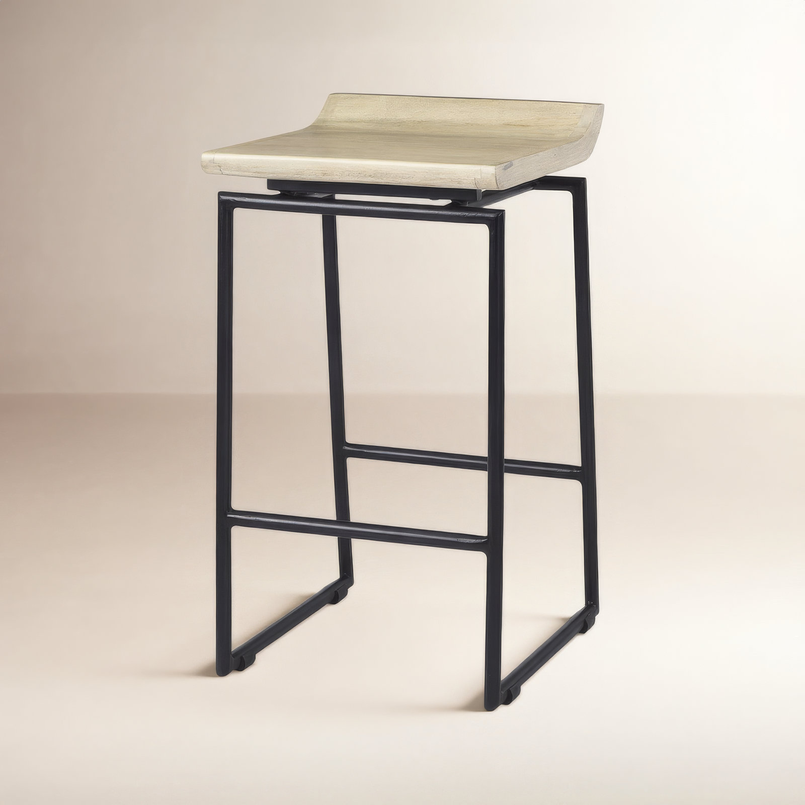 Barlow Solid Mango Wood Counter & Bar Stool, Counter Stool (24.25" Seat Height), Natural/Black