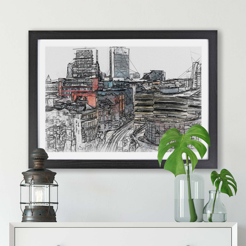 The Manchester Skyline - Framed Print, Black, 33cm H x 45cm W x 2cm D