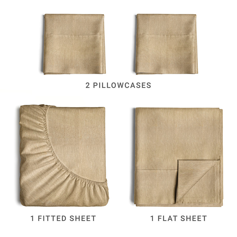 Premium Cooling, Soft & Wrinkle Free Sheet Set - Ultra Soft & Premium Hotel Luxury Bed Sheet Set, Heathered Tan
