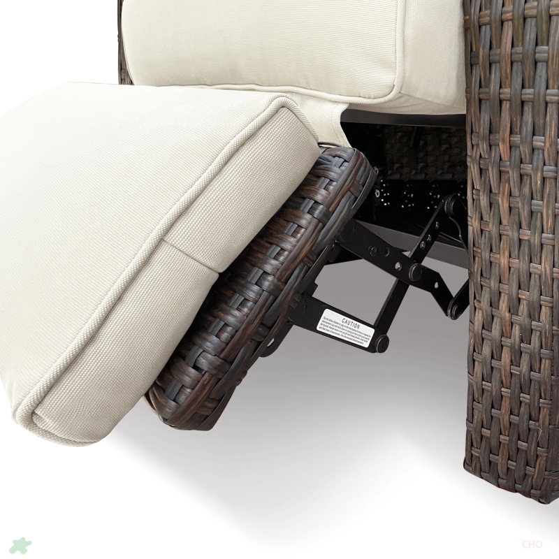 Fauteuil inclinable d'extérieur réglable en osier pour l'extérieur, Noir, Beige
