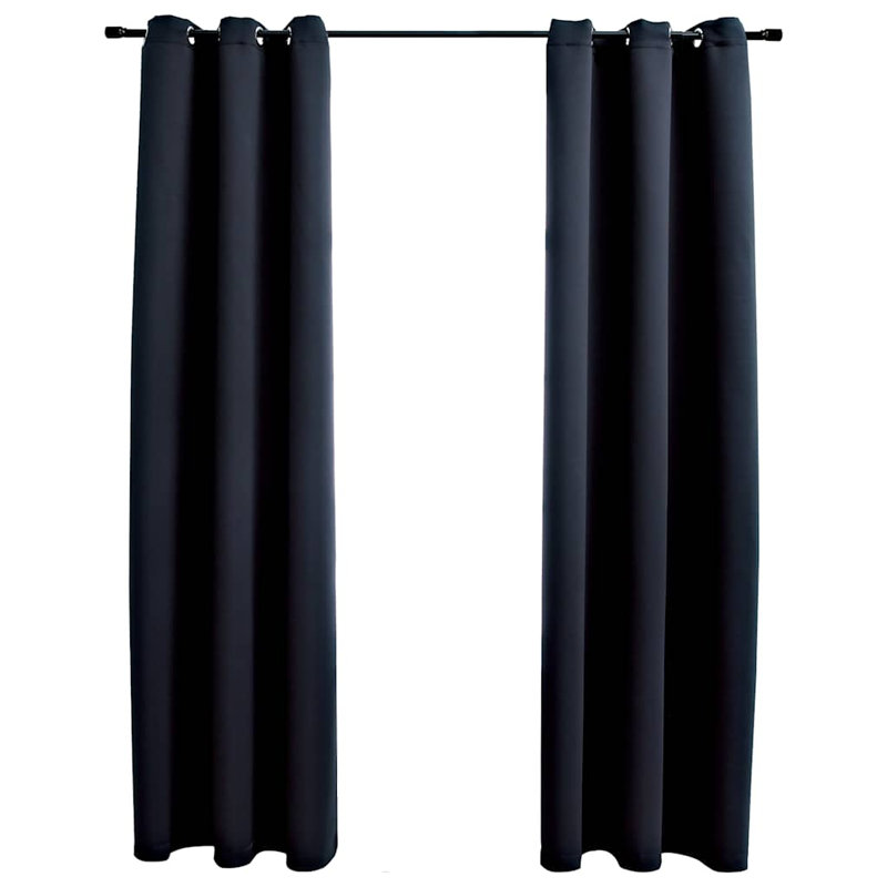 Rideaux occultants avec anneaux 2 panneaux obscurcissant et isolant 37 po x 95 po, Noir, L 37 po x L 95 po