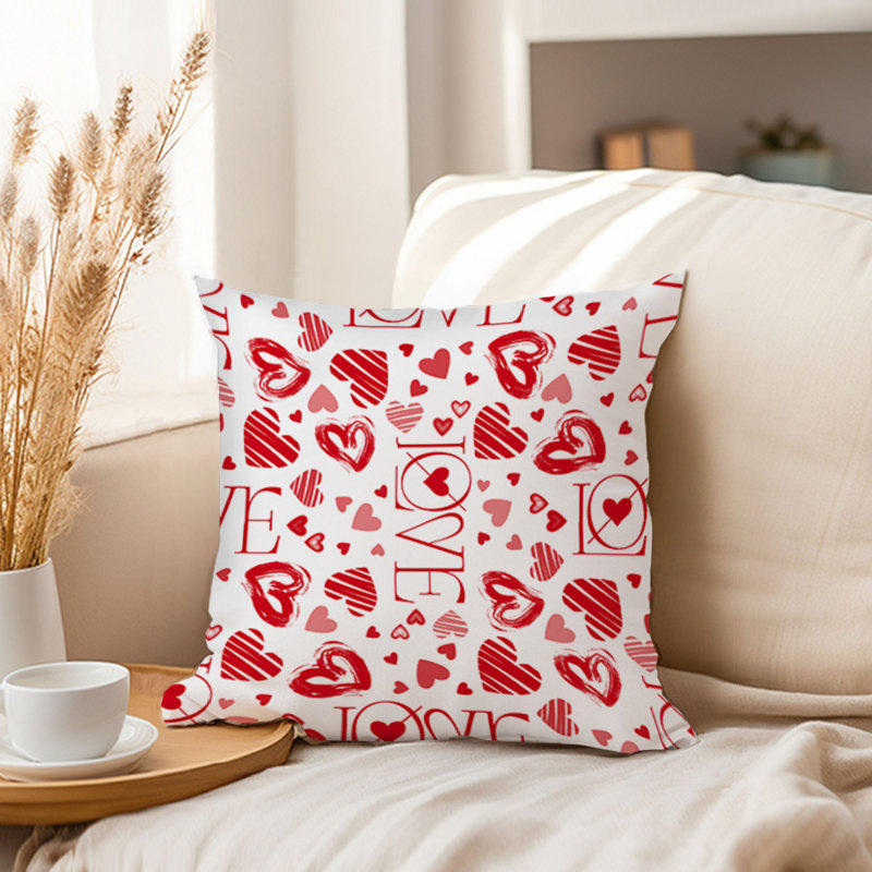 Housses de coussin typographiques et citations «Valentines Love Hearts I Love Quotes», H 16 po x l 16 po