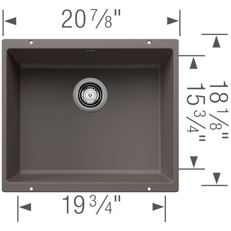 Precis SILGRANIT 21" L x 18" W Undermount Kitchen Sink, Volcano Gray