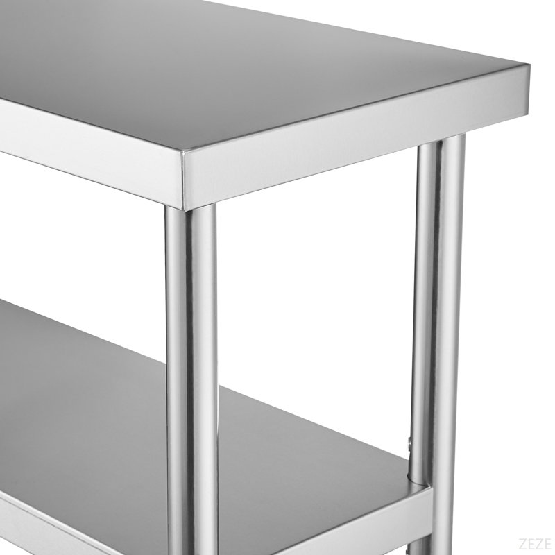 Stainless Steel Food Prep Table, 14 X 24 X 34 Inch Commercial Kitchen Worktable, With 2 Adjustable Undershelf, Heavy Duty Prep Table Metal Work Table For BBQ, Kitchen, Home, And Garage