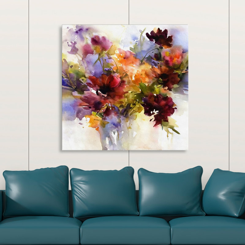 "Abdouallah Floral", ensemble de 1 reproduction sur toile tendue sur toile, H 36 po x l 36 po x P 1,5 po