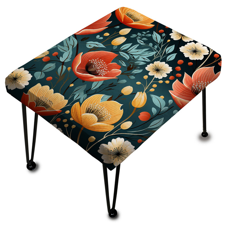 Mod Botanical Allure - Midcentury Rectangle Ottoman