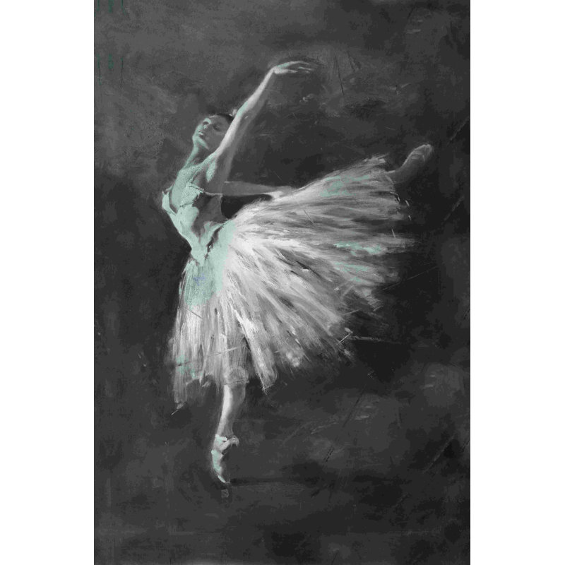" Grayscale Leaping Ballerina ", 12" W x  18" H