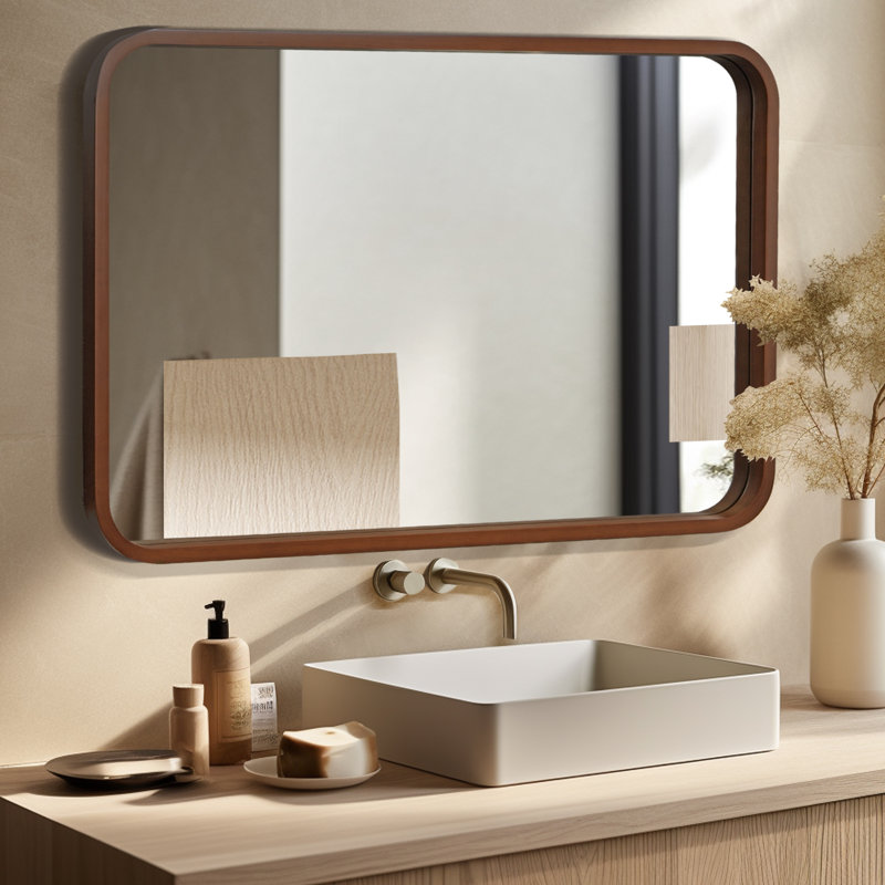 Miroir mural Sarwat, Noyer, 40 po x 30 po