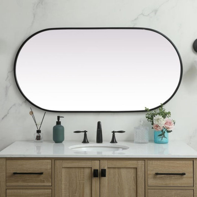 Miroir mural Elington, Noir, 48 po x 24 po 