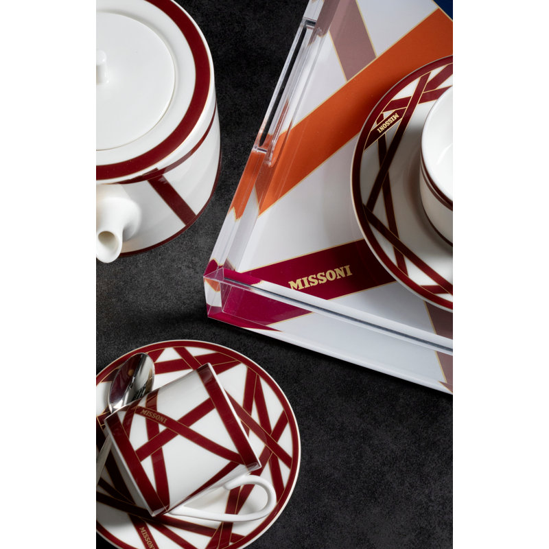 Missoni Théière - Cafetière Nastri Bordeaux Diam 4,72 po, H 5,12 po