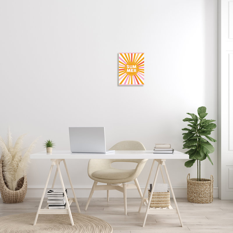 Bold Summer Playful Rainbow Sun Rays - Art textuel, Plaque murale, H 15 po x l 10 po