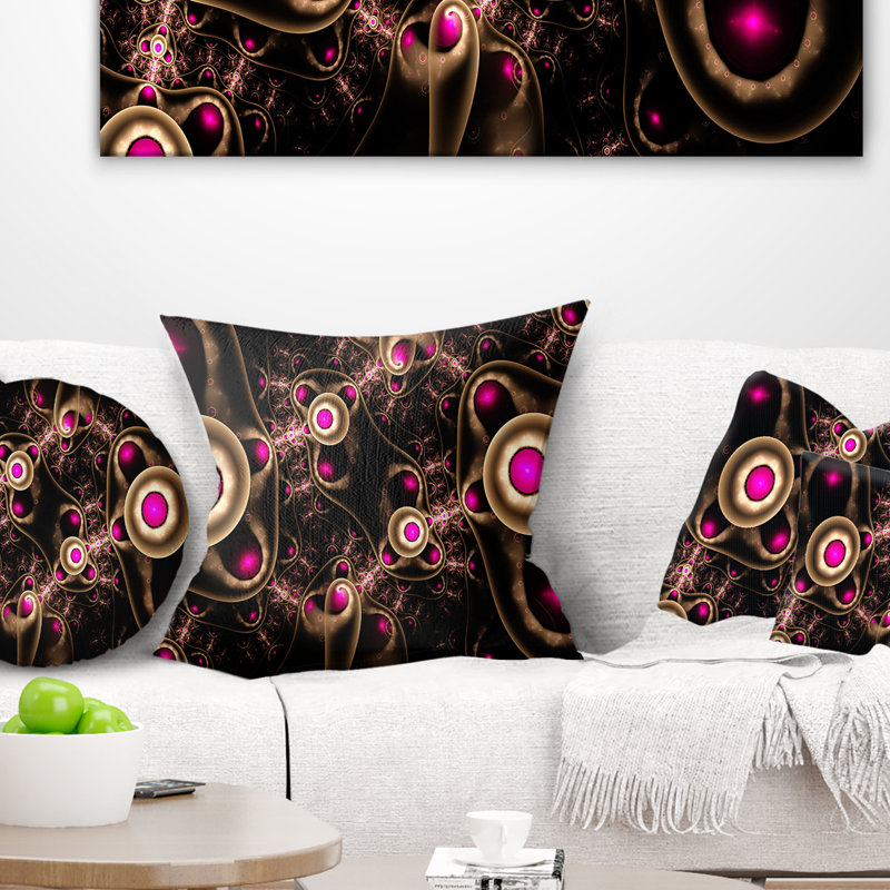 Conception abstraite mauve en 3D - oreiller imprimé abstrait, 18 po x 18 po, Coussin décoratif