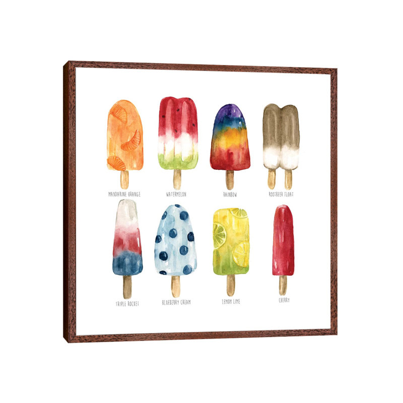 Popsicles Favorite Flavor by Carol Robinson - Print on Canvas, 45.72 cm H x 45.72 cm W, Classic Brown Wood Framed