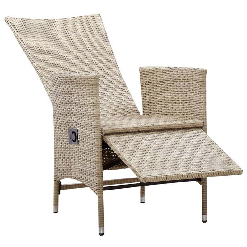 Chaise de patio inclinable avec coussins, Beige